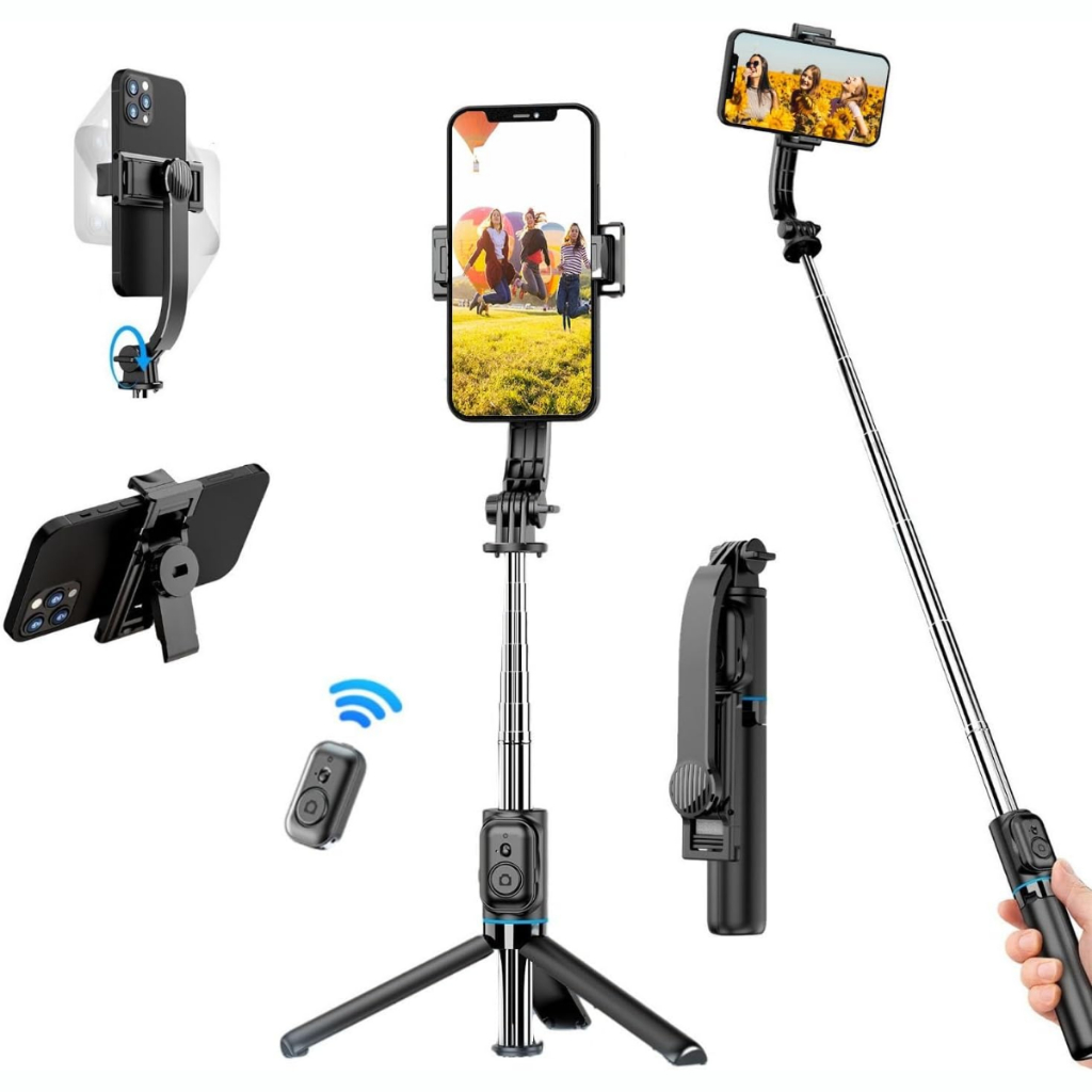 Bastão de Selfie e Tripé Portátil para Celular Controle Remoto Sem Fio para iPhone, Galaxy e Android Ideal para Vídeos