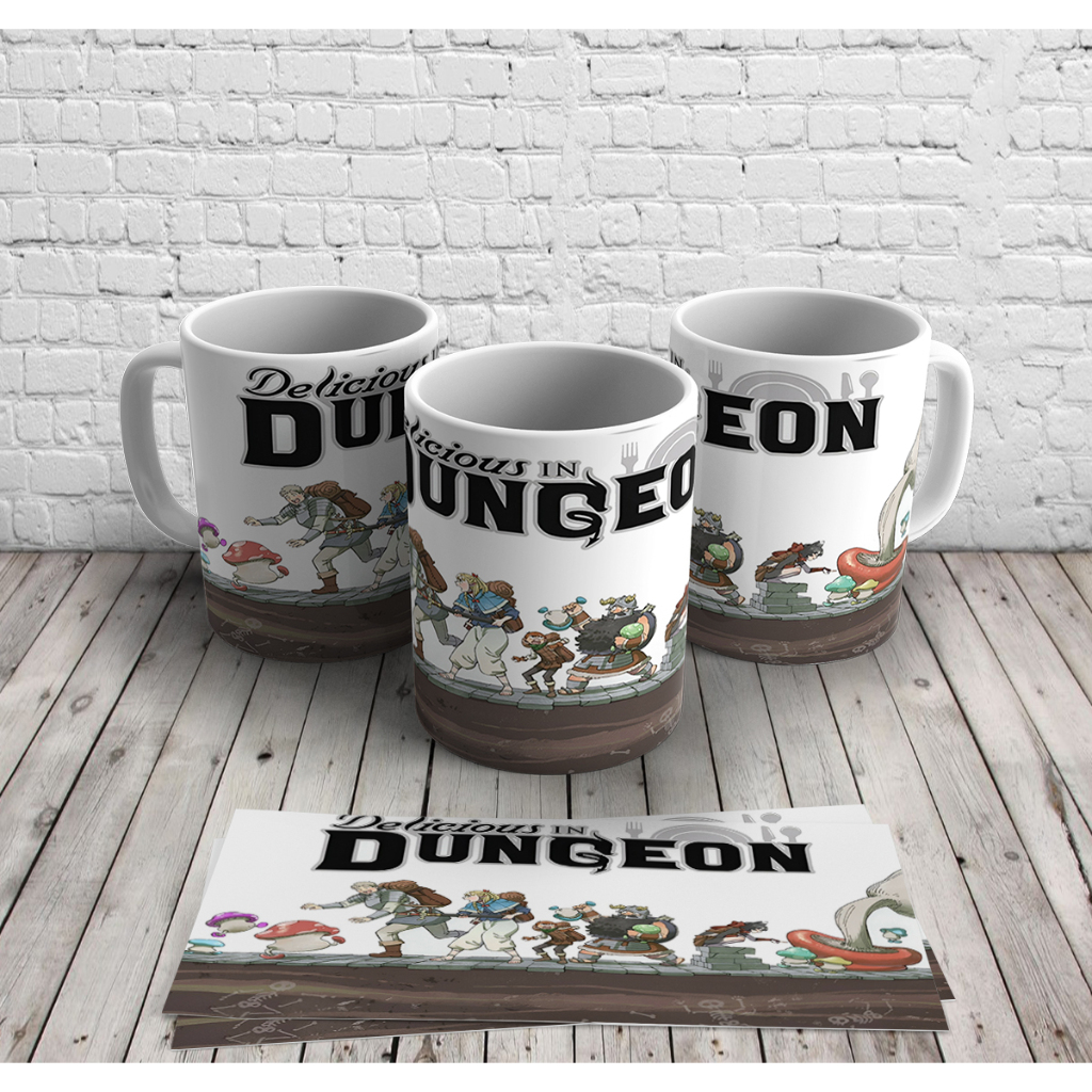 Caneca Branca Dungeon Meshi Delicious in Dungeon