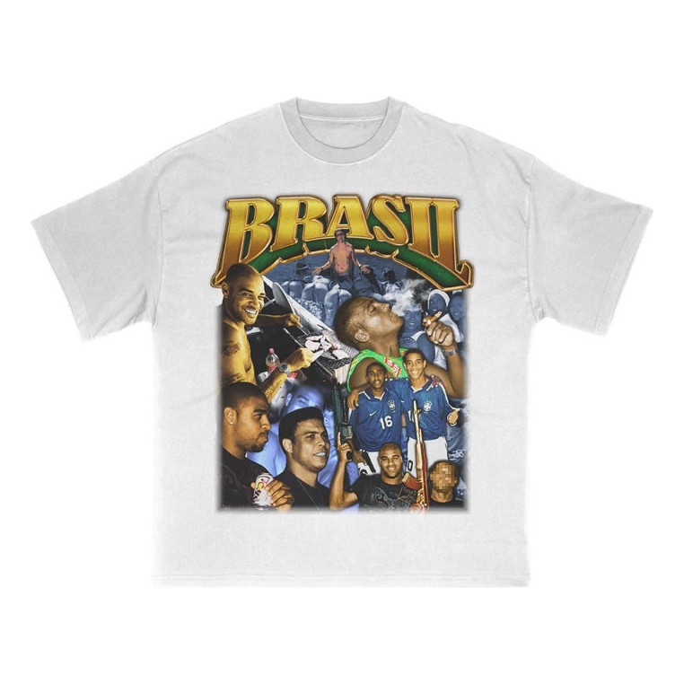 Camiseta Vintage Seleção Brasil Fut 2006 Graphic Tee Algodão