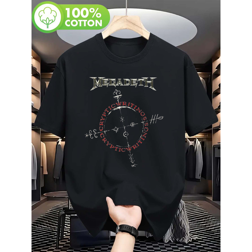 Camiseta T-shirt 100% Algodão Camiseta Unissex Megadeth Cryptic Writings 1997 Tour Vintage Red White Album Graphic Confo