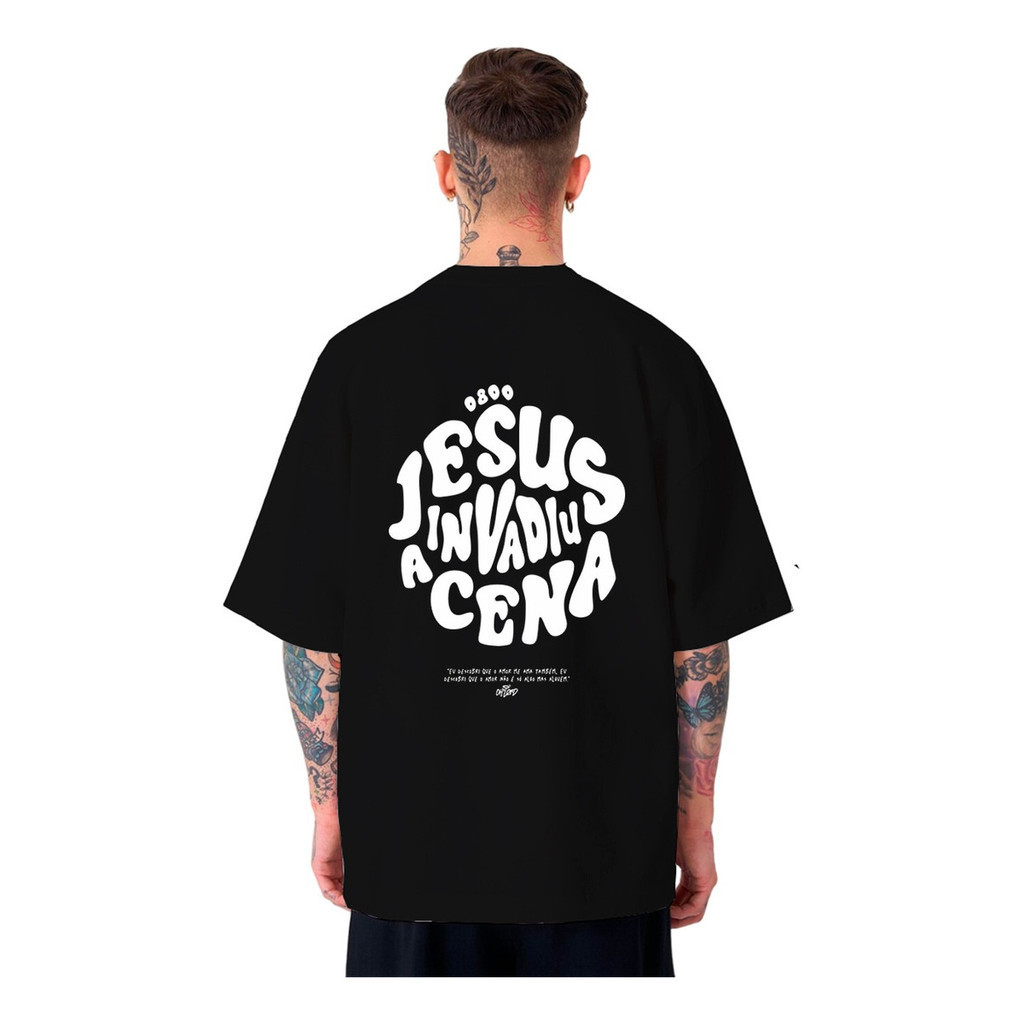 Camiseta Oversized Estampada Jesus Graphic Letter Cores