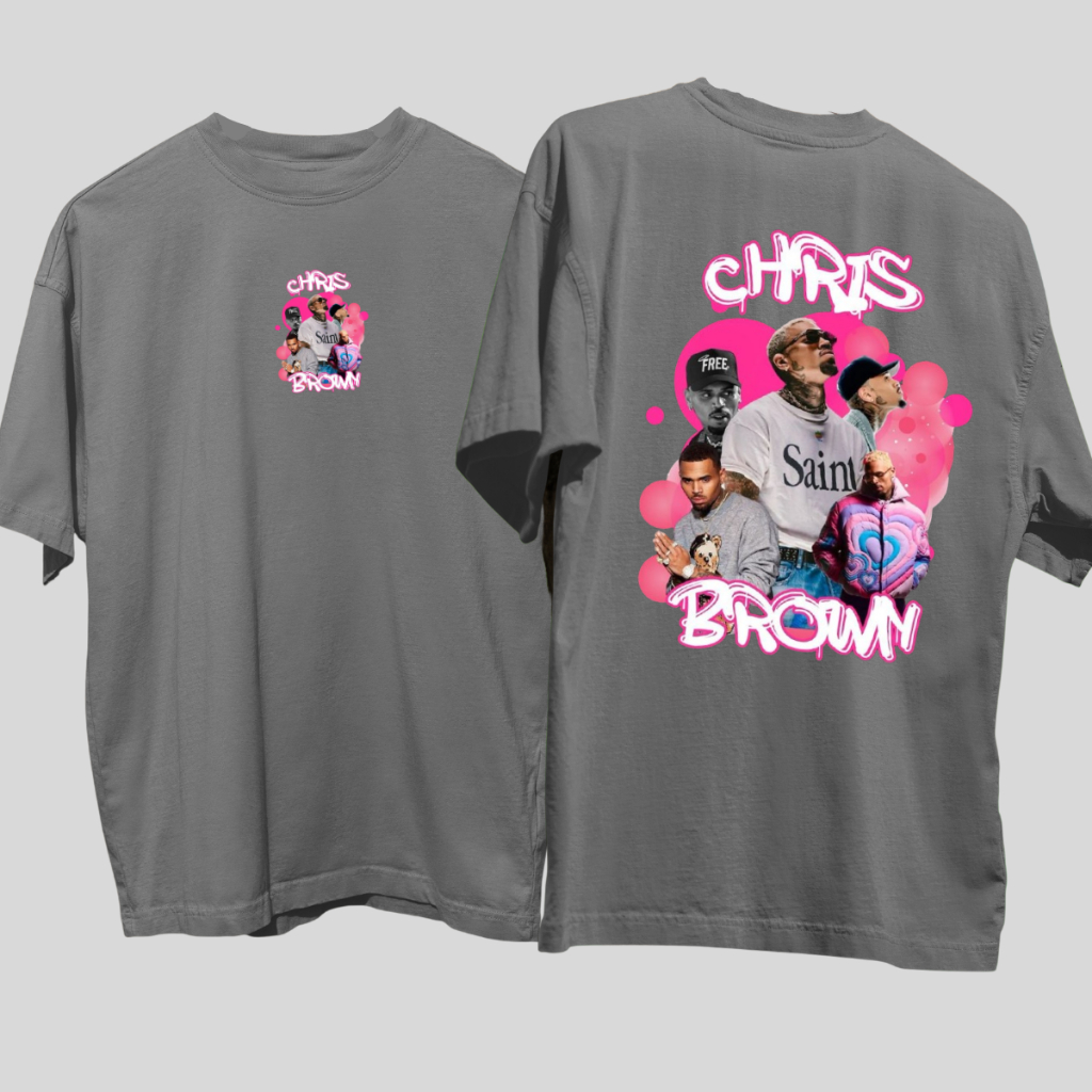 Camiseta Basica e OVERSIZED Rapper Chris Brown Face Breezy Álbum Graphic Unissex
