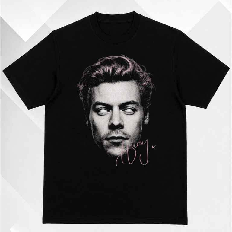 Camiseta Harry Styles Face Graphic T-shirt Unissex 100% Algodão Plus Size