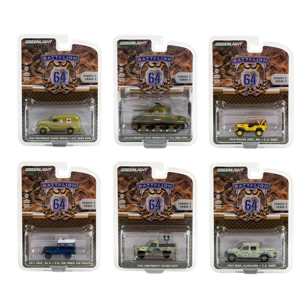 Coleção c/ 6 Miniaturas do Exército - Battalion 64 Série 3 - 1/64 - Greenlight