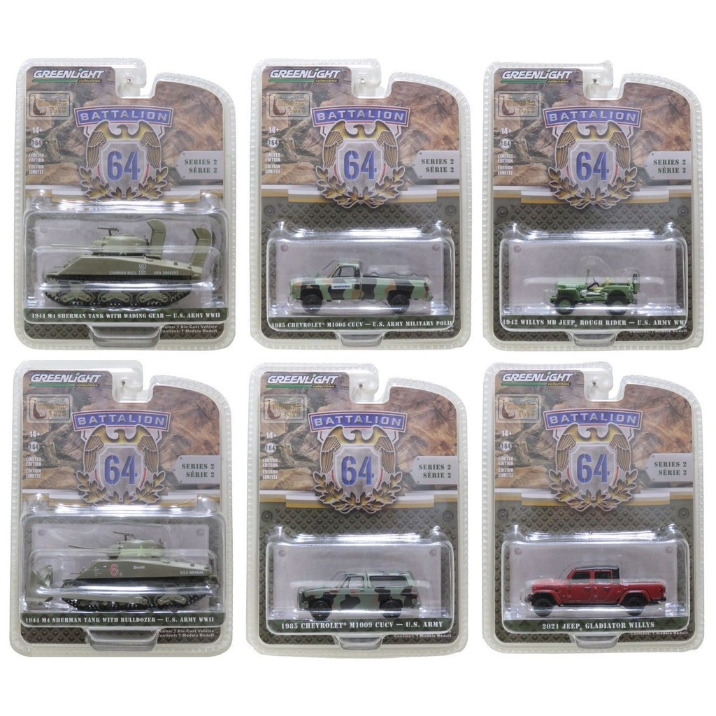 Coleção c/ 6 Miniaturas do Exército - Battalion 64 Série 2 - 1/64 - Greenlight