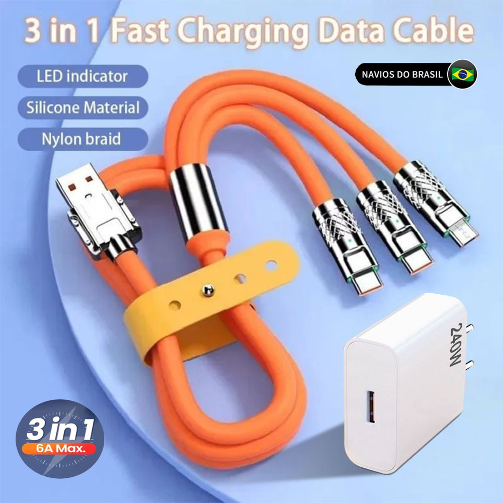 Easy To Carry and Store/ Suitable for Ios USB Android Type-C Cable 3 -in-1 Fast Data 120W