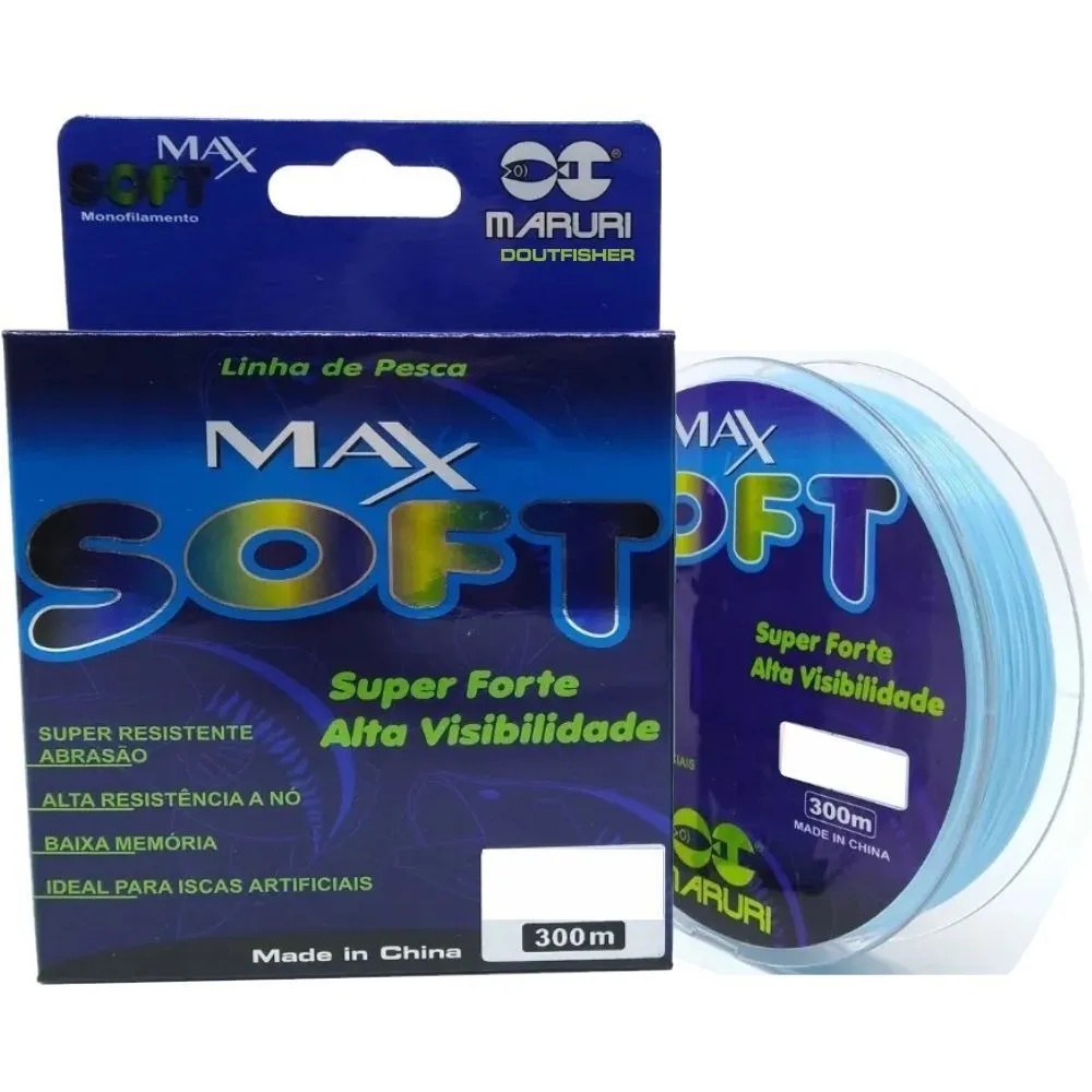 LINHA DE PESCA MONOFILAMENTO MARURI MAX SOFT 0.573 AZUL - 52LB - 300M