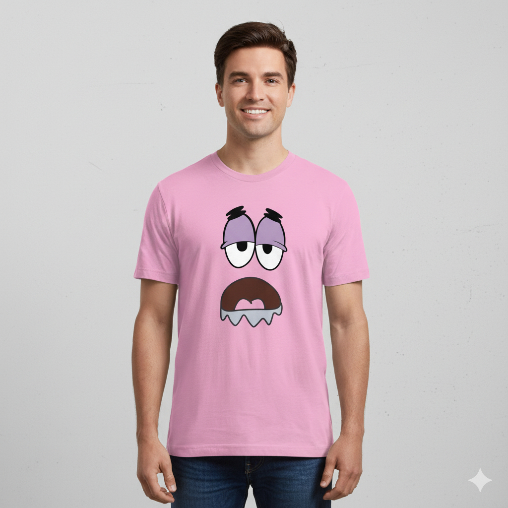 Camiseta Patrick Estrela - Rosto Meme Funny  | Desenho Animado Personagem