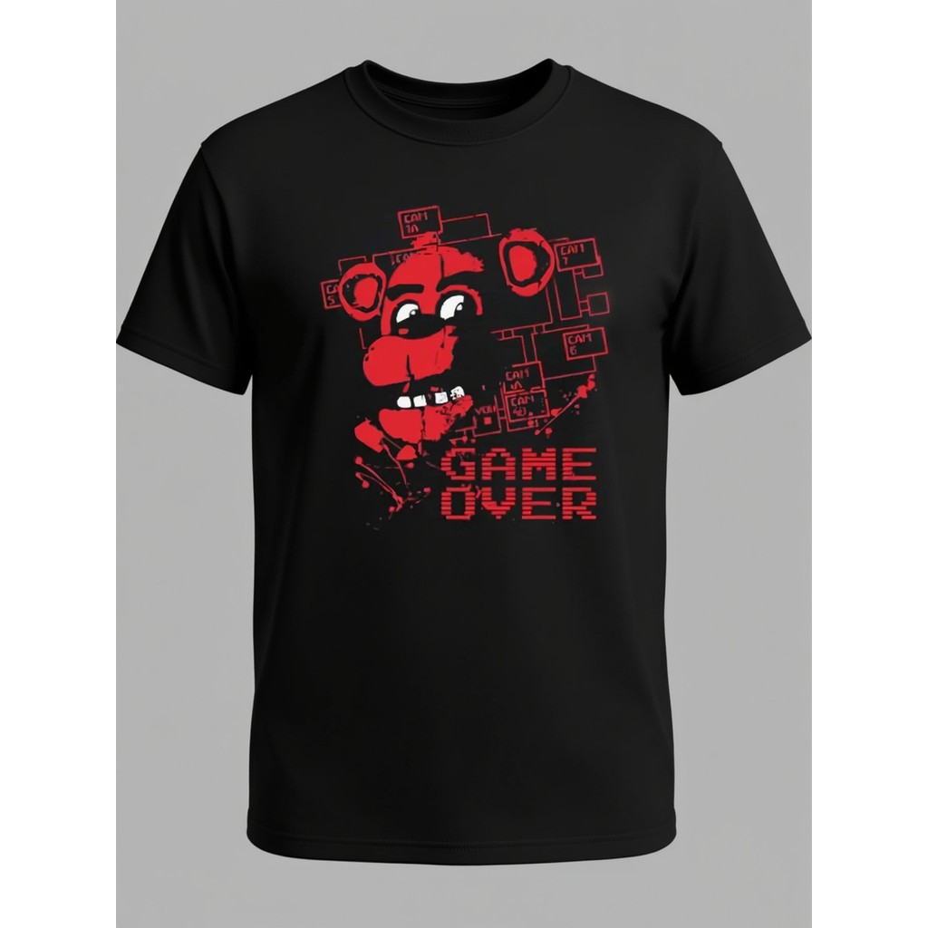 Camiseta 100% Algodão Camiseta Masculina Game Over Five Nights at Freddy S Funny PRTZ 232125 Confortável Divertida Estil