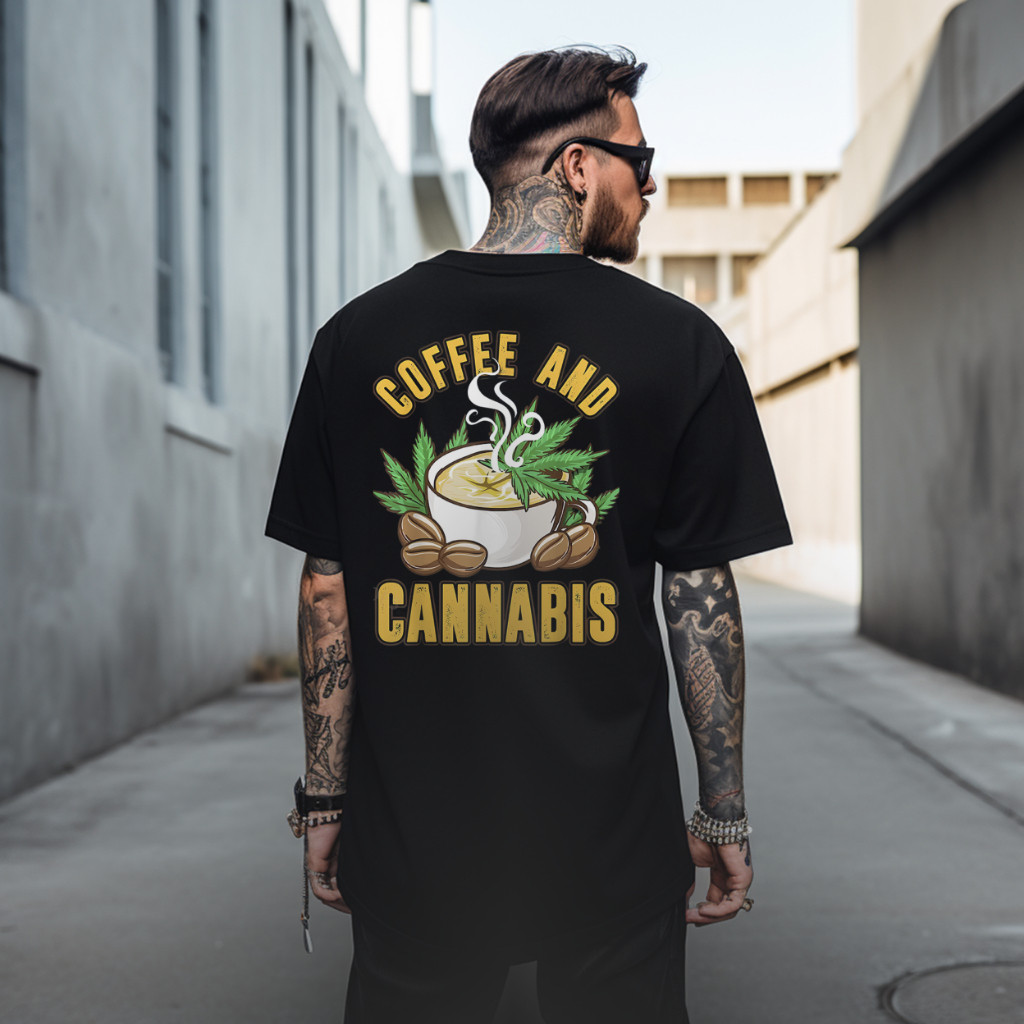 Camiseta Sativa 420 Smoke Weed Funny Marijuana T-Shirt Verão algodão manga curta Nova Uma xícara de café