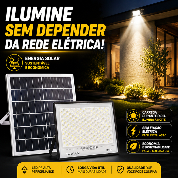 Luminária Solar LED 60W Estrela Cadente IP67 Luz Branca para Área Externa
