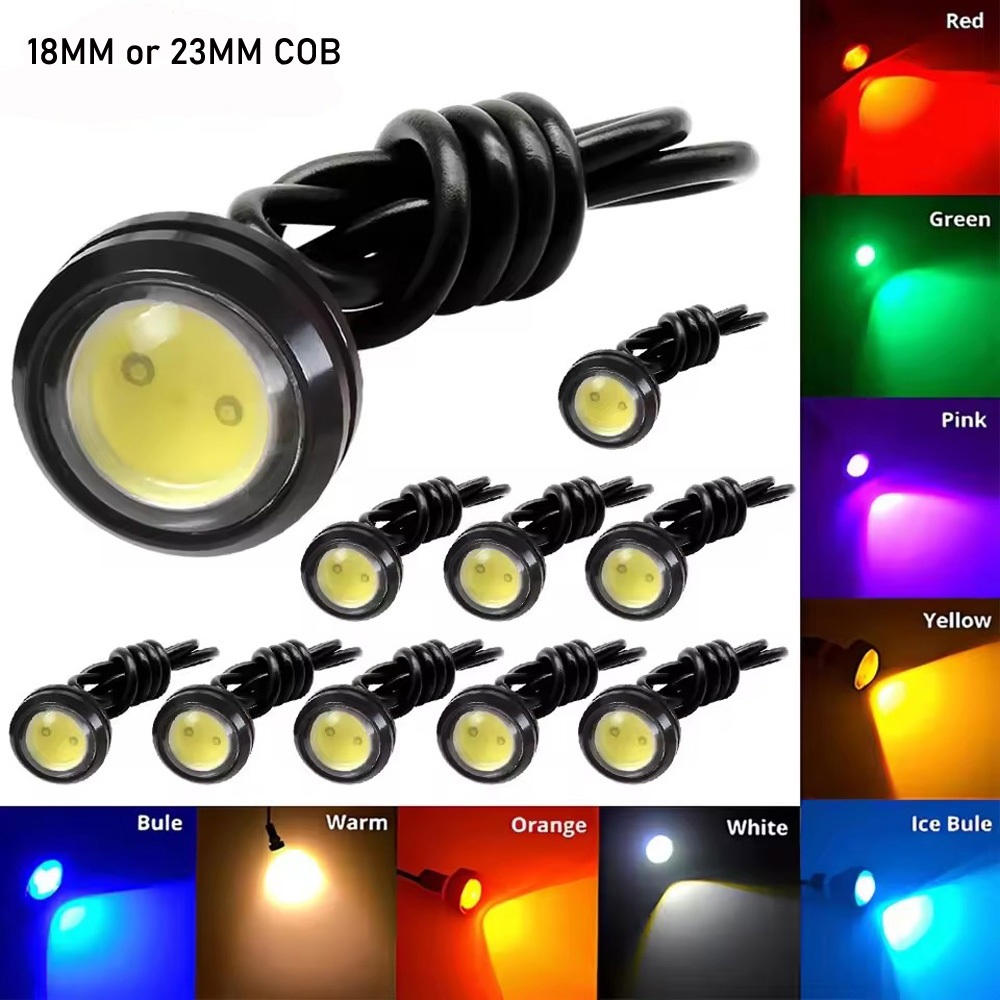 18MM 23MM Carro LED Eagle Eye Light 12V IP67 À Prova D'água Multicolor Motocicleta Decorativa DRL Lâmpada Diurna Estacio