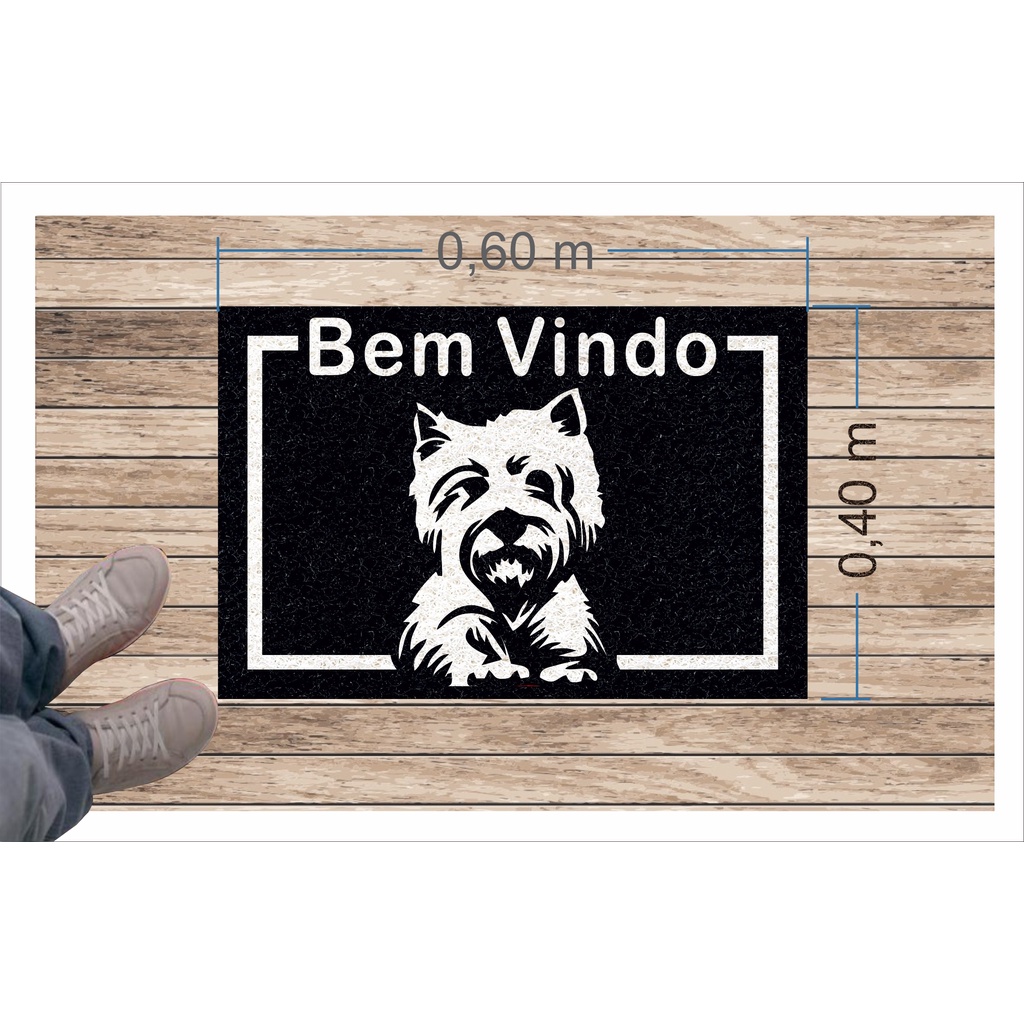 TAPETE CAPACHO PERSONALIZADO BEM VINDO WEST TERRIER 60X40 CM.