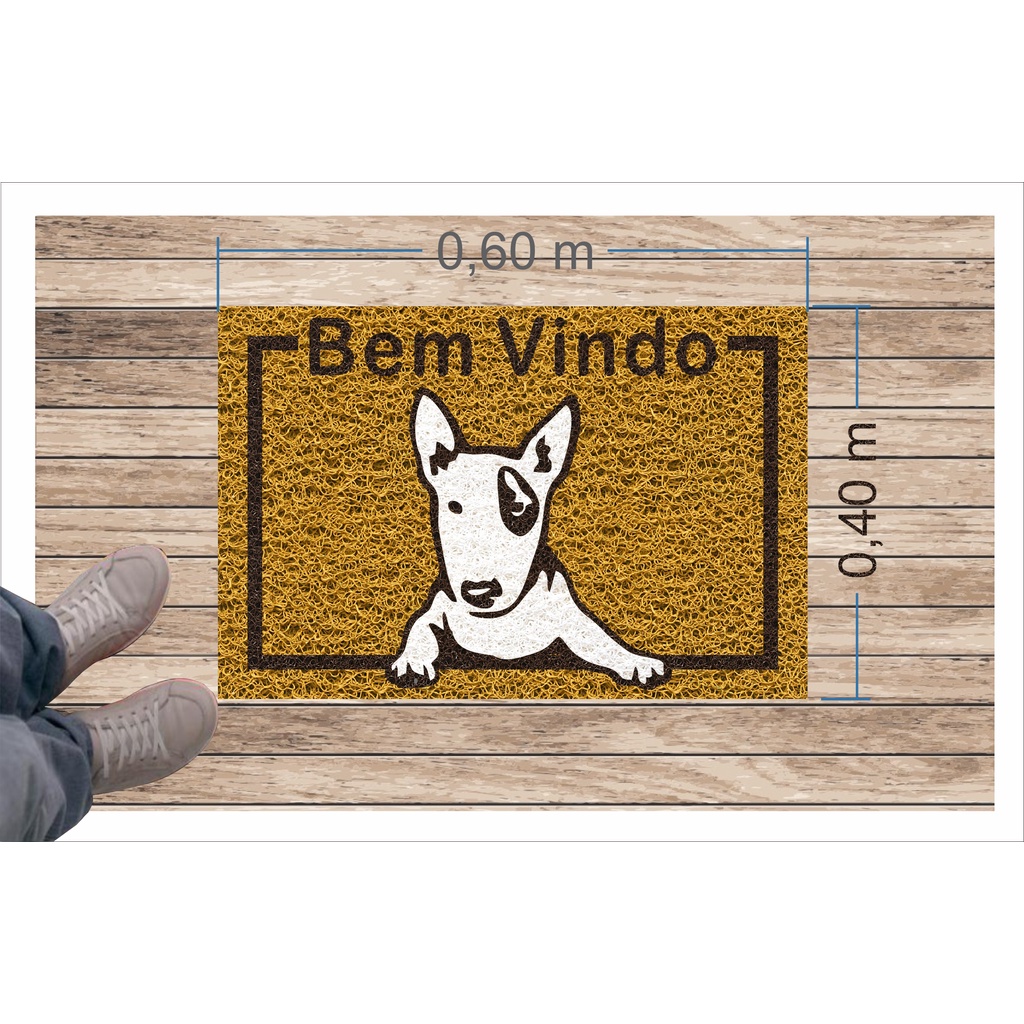 Tapete para Apartamento, Bem Vindo, Bull Terrier  60X40 cm