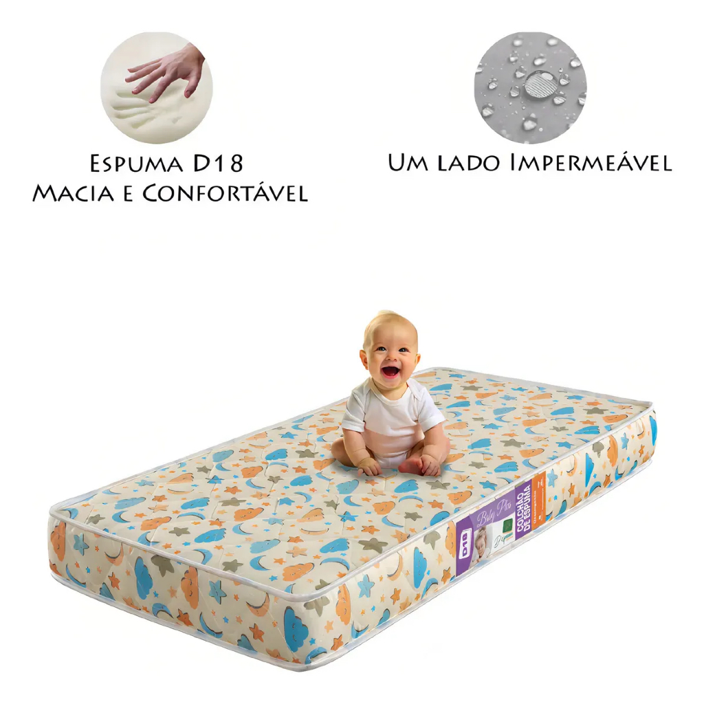 Colchão De Berço Mini Cama Gazin -  espuma D18