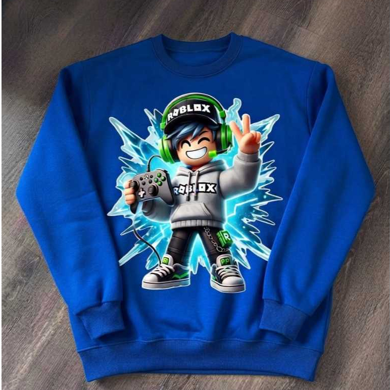 Moletom Infantil Estilo Roblox Gamer Blusa Careca Sem Capuz Confortavel