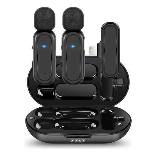 Microfone Para Live De Lapela Sem Fio Iphone (2 Microfones) Preto