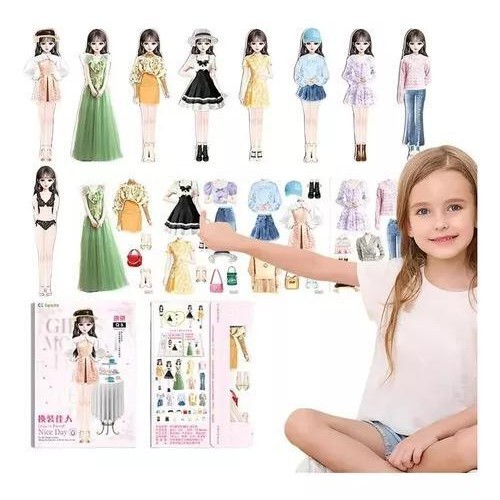 Princesa série de livros etiquetas magnéticas, cola dupla, jogos de quebra-cabeças, brinquedos para meninas