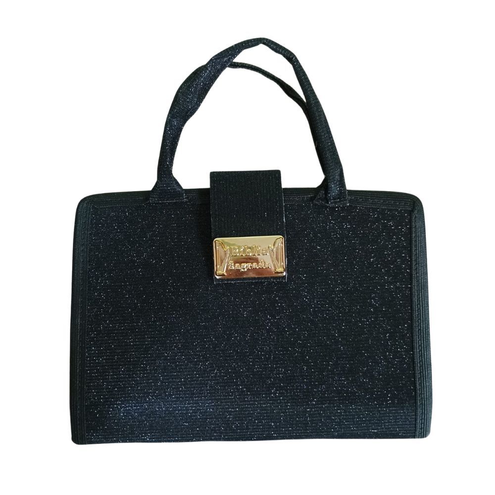 Bolsa Capa para Bíblia com Alça de Mão e Botão Magnético Preta Glitter Brilho