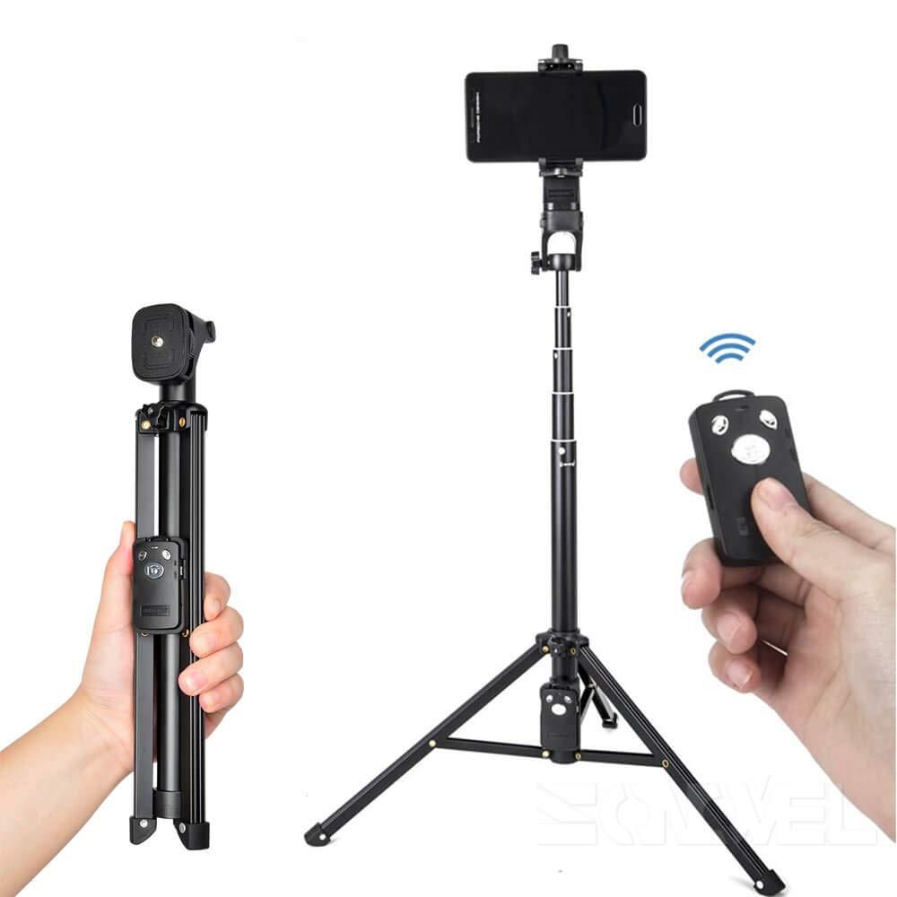 Bastao Tripé Portátil Auto-Retrato Monopé Selfie Stick Controle Remoto Bluetooth para Câmera Telefone Gopro