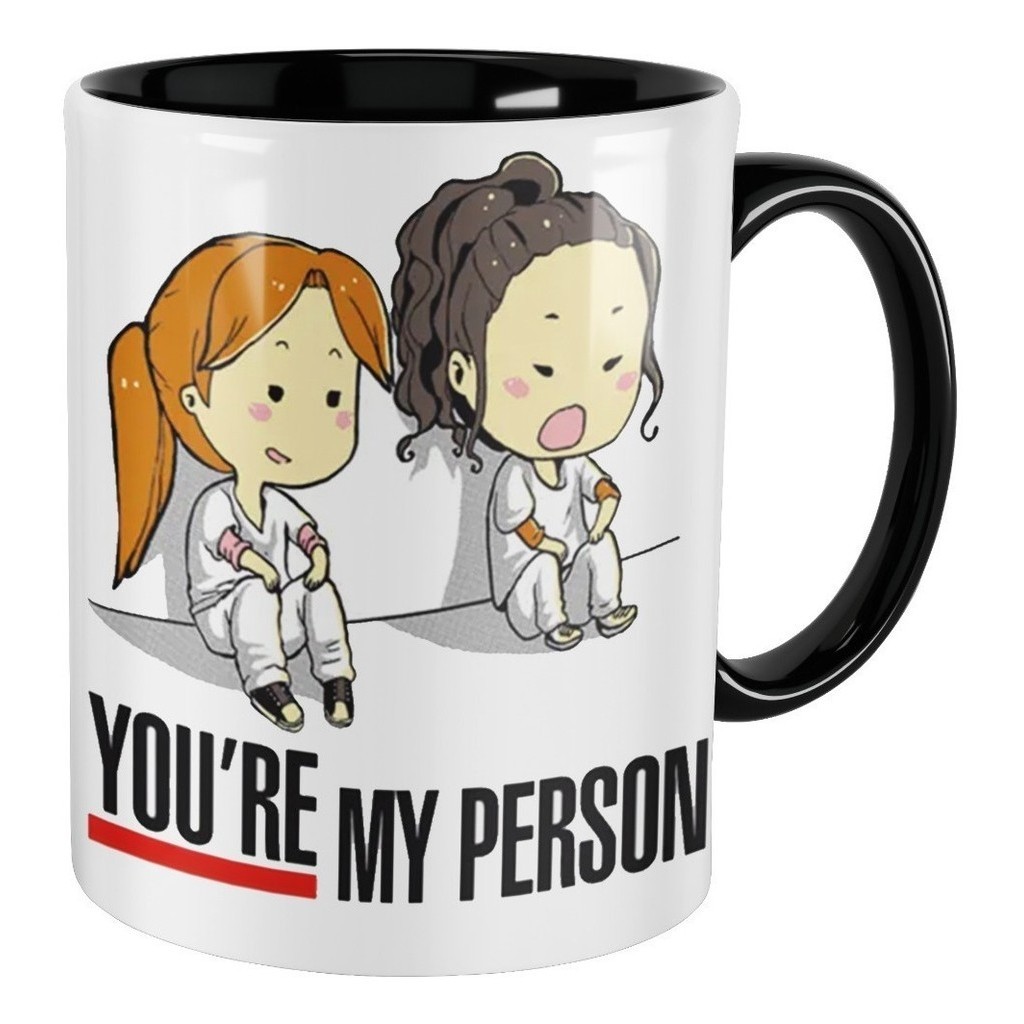 Caneca De Porcelana Greys Anatomy You Are My Person Preto