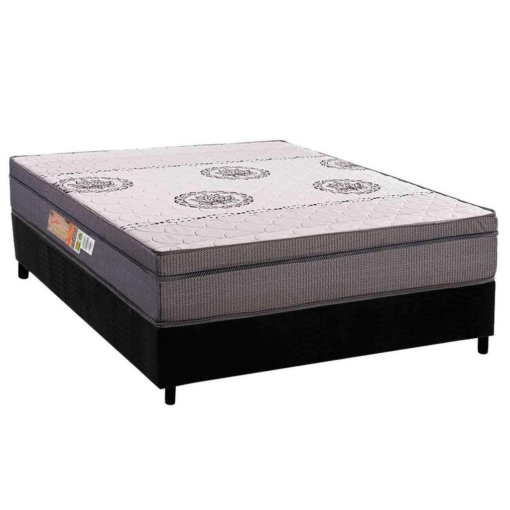 Conjunto Box Casal: Colchão Espuma Polar D28 OrthoPremium Grey + Base CRC Suede Black (138x188)