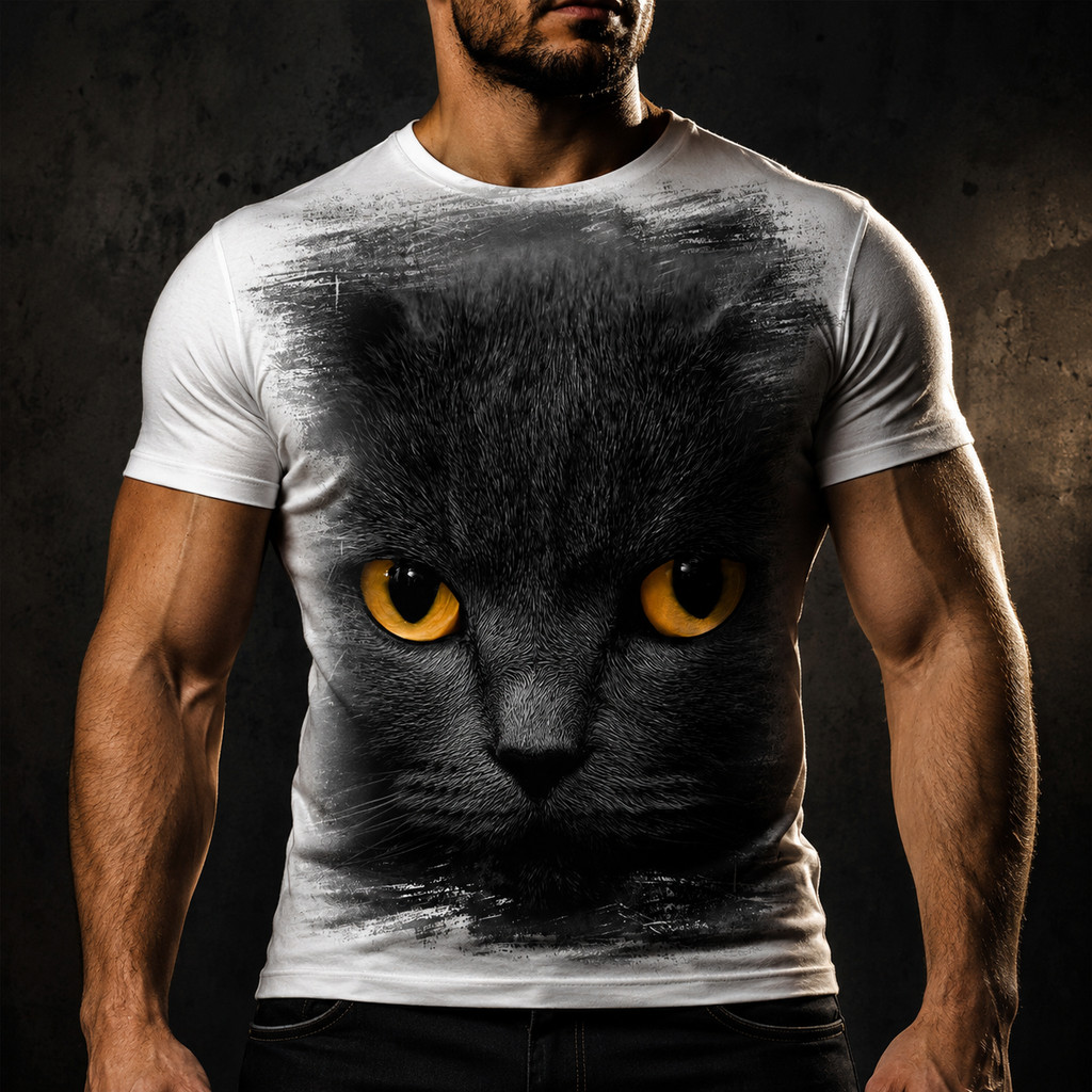 Camisa Camiseta Cat Fat Grey Gato Preto