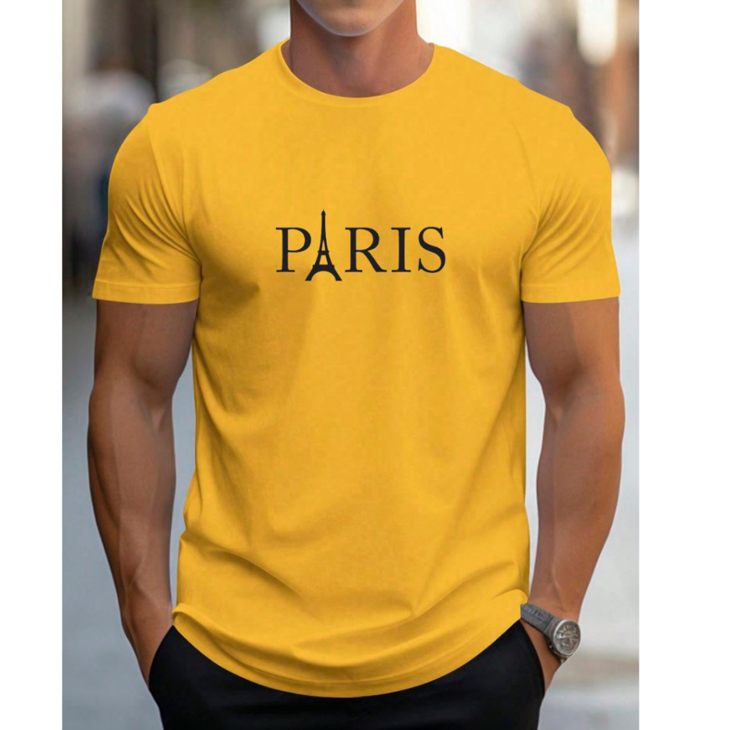 Camiseta Paris Masculina Streetwear Camisa Algodão Casual Malha 30.1 Premium