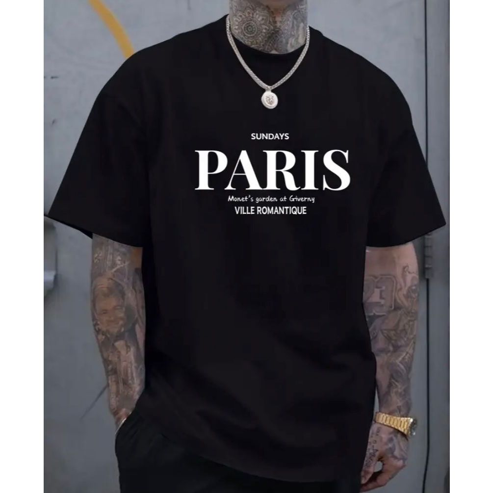 Camiseta Masculina Paris Europeu Básica Versátil e Estilosa Casual