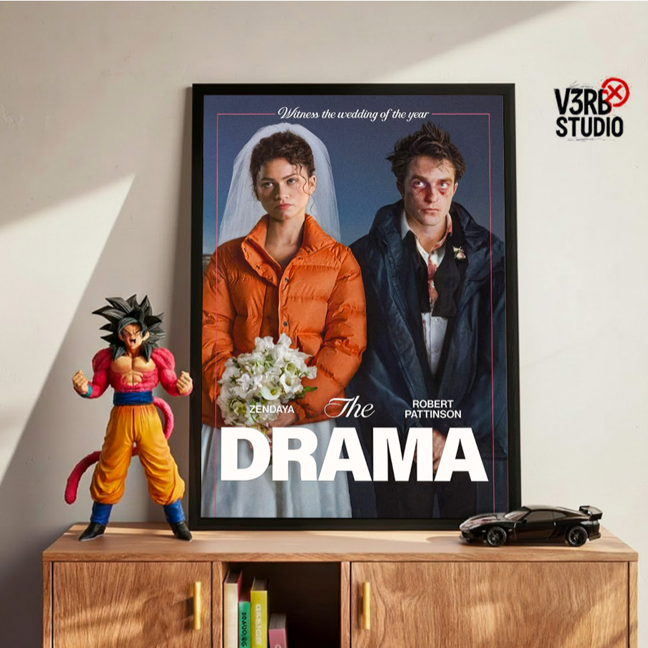 Quadro grande com moldura o drama decorativo Zendaya filme cultura pop Robert Pattinson poster