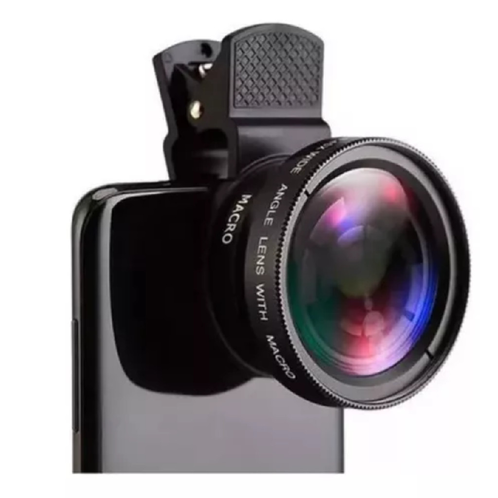 Lente Micro 2 em 1 Grande Angular Fisheye Lente Zoom Olho de Peixe p/ Smartphones Celular com Clipe