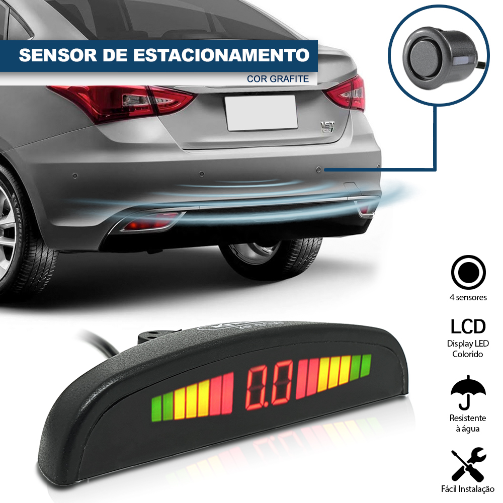 Sensor de Ré Traseiro Cinza Escuro Grafite Chumbo Aviso Aproximação Fiat Palio G3 2004 2005 2006 2007 2008 2009