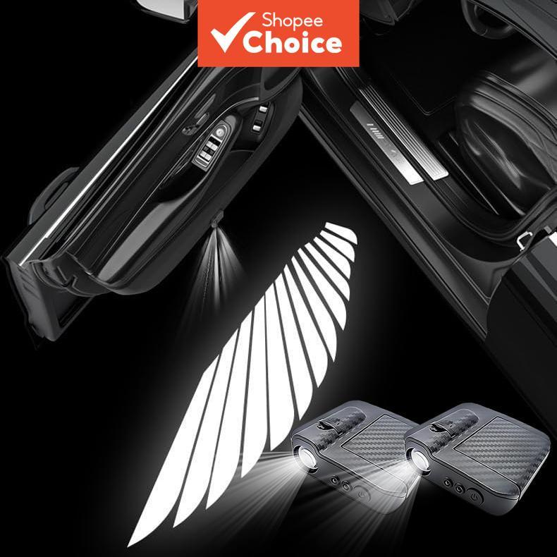 Projetor de Logo LED Asas de Anjo para Porta de Carro Luz de Cortesia Fantasma Iluminação Ambiente Lâmpada Sensor de