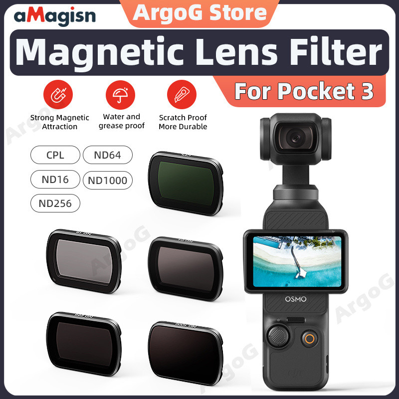 aMagisn Kit De Filtro De Lente Magnética Para DJI Osmo Pocket 3 4Pcs CPL ND Conjunto De Filtros Polarizados ND16/64/256/1000