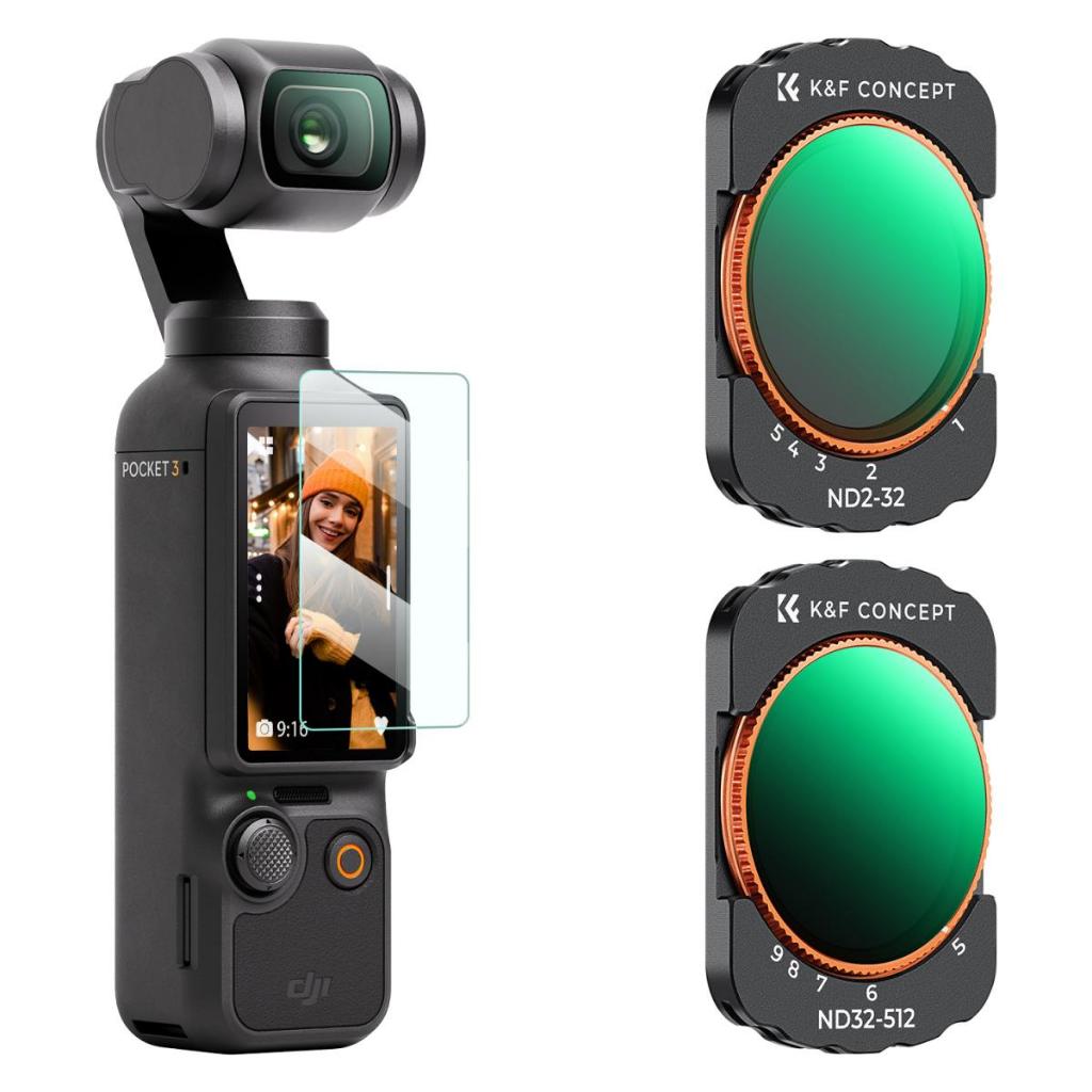 K & F Concept Variável Magnético ND2-32 + ND32-512 Kit De Filtros Para DJI Osmo Pocket 3 De Densidade Neutra HD Vidro Óptico 28 Camadas nano-Revestido