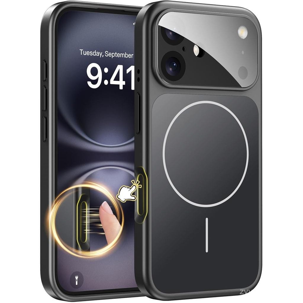 TOBOVON for 15 Case with Camera Lens Protector, Compatible with MagSafe, Slim Matte Magnetic Shockproof Phone Cover for