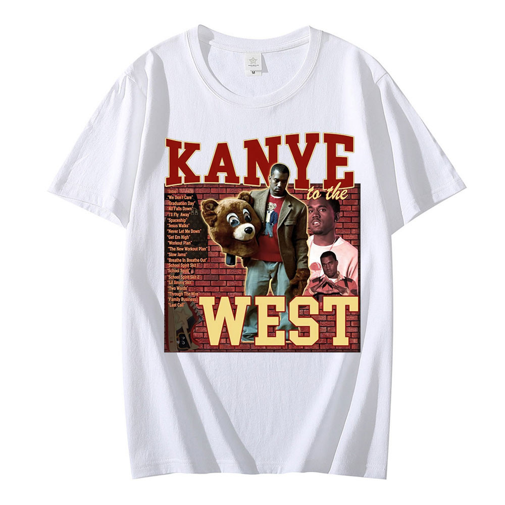 Nostalgia Hip-hop Rua Moda Kanye West 90s Vintage Unisex Preto Camiseta Branco Camisa T Retro Gráfico De Manga Curta
