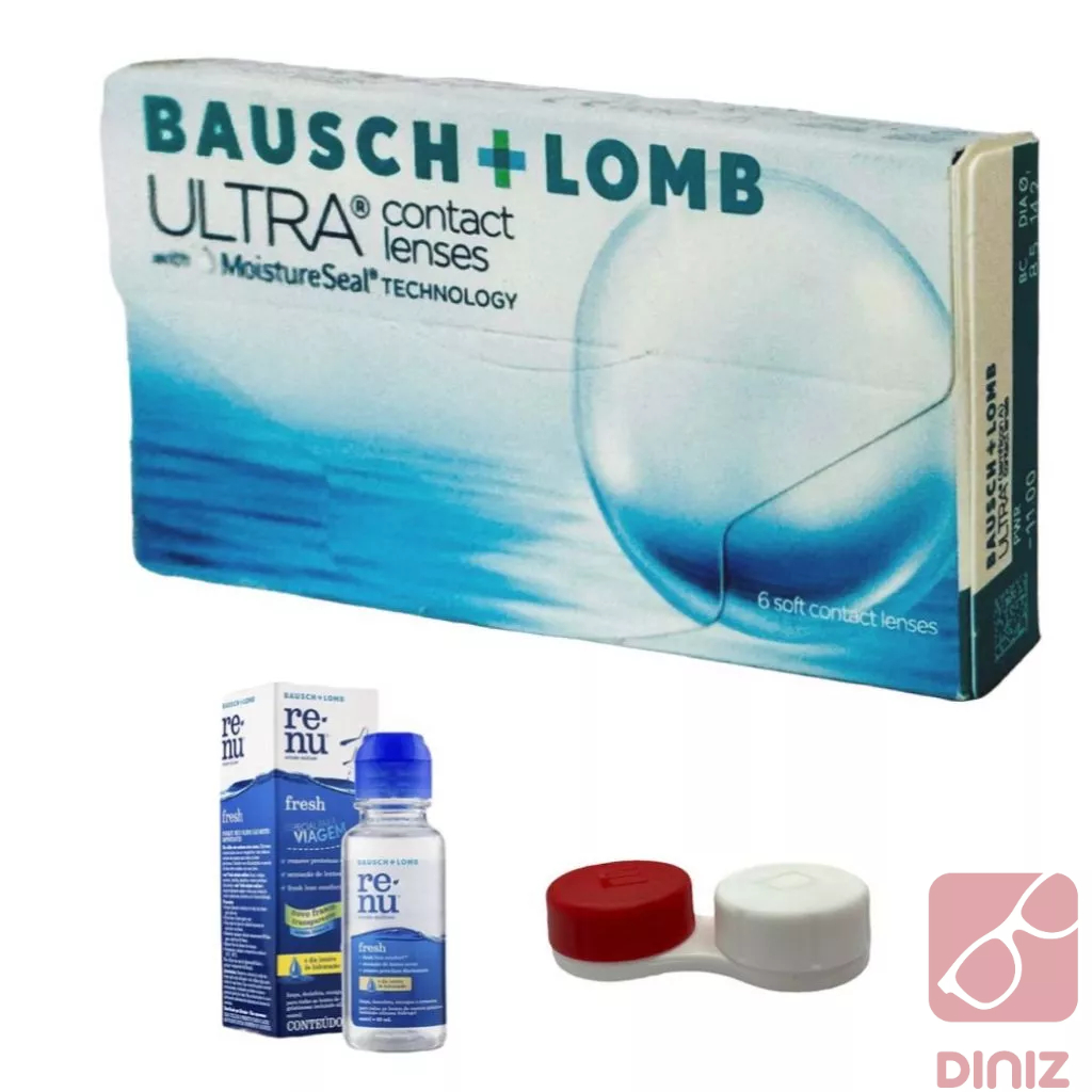 Lentes De Contato Ultra Com Grau  Descarte Mensal com 03 pares - Bausch Lomb - Miopia - Hipermetropia