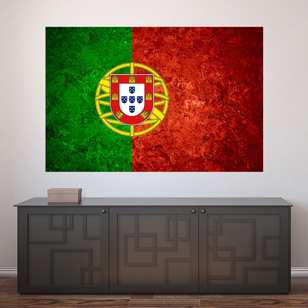 Painel Adesivo Decorativo de Parede Bandeira Portugal Mundo Casa Sala Quarto - 999pn