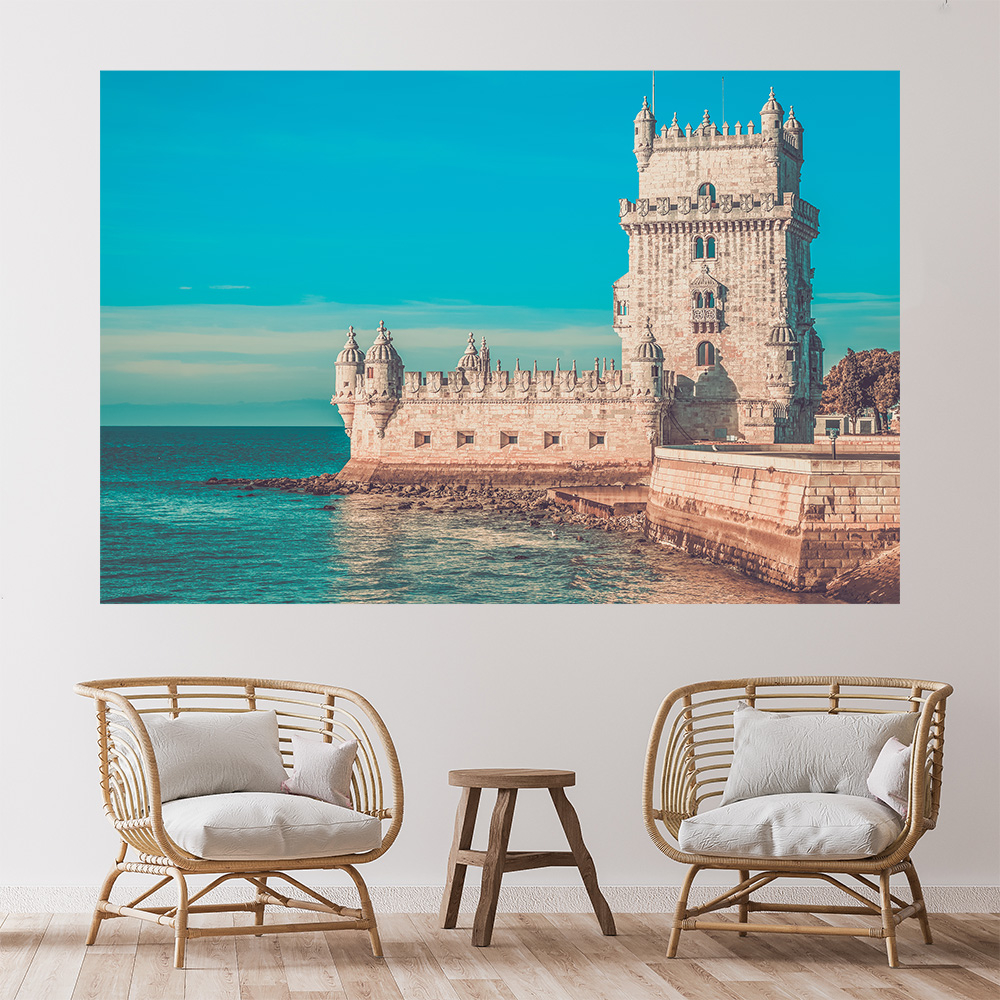 Adesivo de Parede Portugal Torre de Belém Mundo Painel Sala Escritório Quarto - 0088pad
