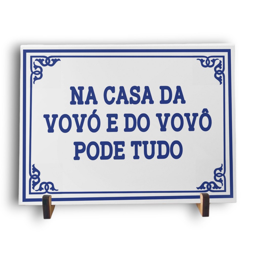 Azulejo 15x20cm Na casa da Vovó e do Vovô pode tudo | Coleção Portugal