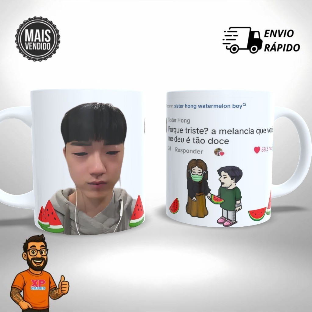 Caneca Personalizada – Sister Hong Watermelon Boy Miss Hong Meme TikTok - Presente Criativo