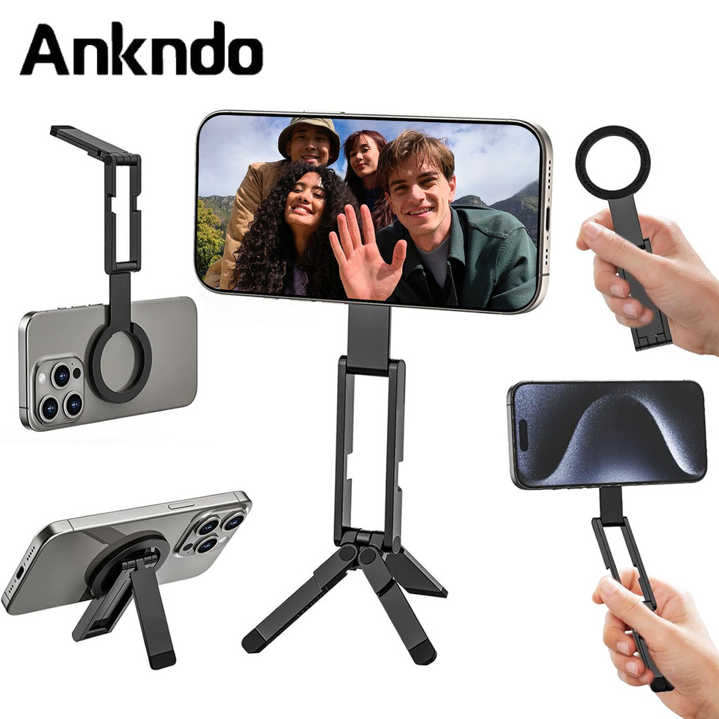 Suporte de Mesa Dobrável Ankndo Magsafe Magnético com Gancho para iPhone e Smartphones para Selfie e Gravação de Vídeo