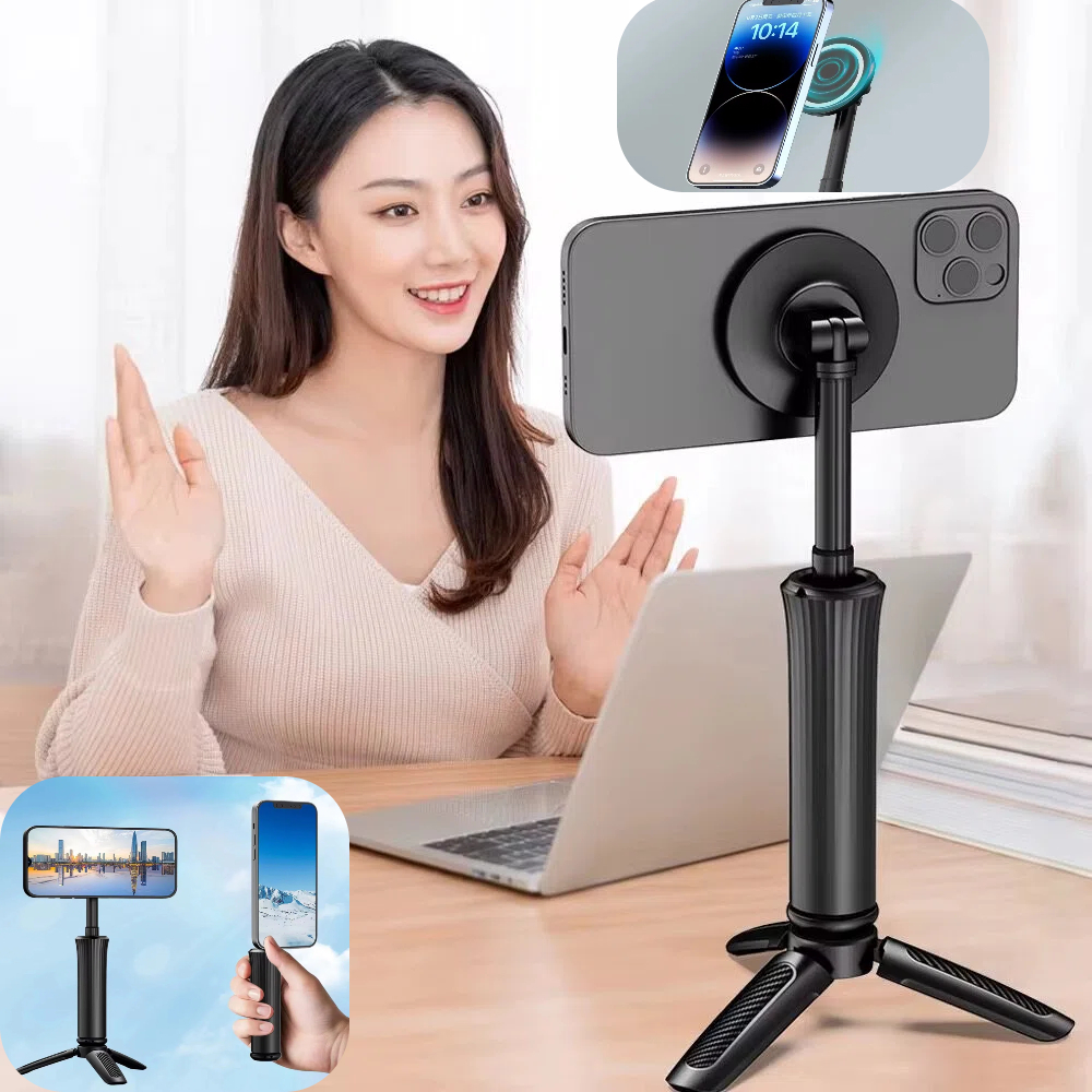 Bastão Pau de selfie Tripé Suporte Magnético para Celuar 360 ​​°, Braçadeira Giratória para Celular EL-7019