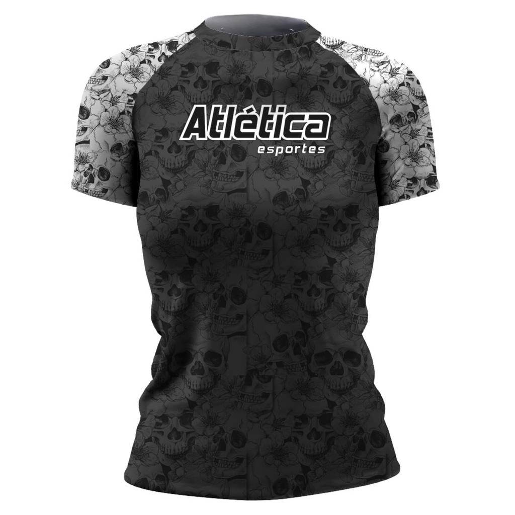 Rash Guard Feminina Camisa Jiu Jitsu No-Gi Skull Manga Curta