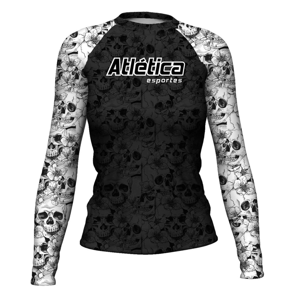 Rash Guard Feminina Camisa Jiu Jitsu No-Gi Skull Manga Longa