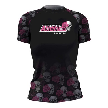 Rash Guard Pink Skull Feminina MC Atlética Esportes