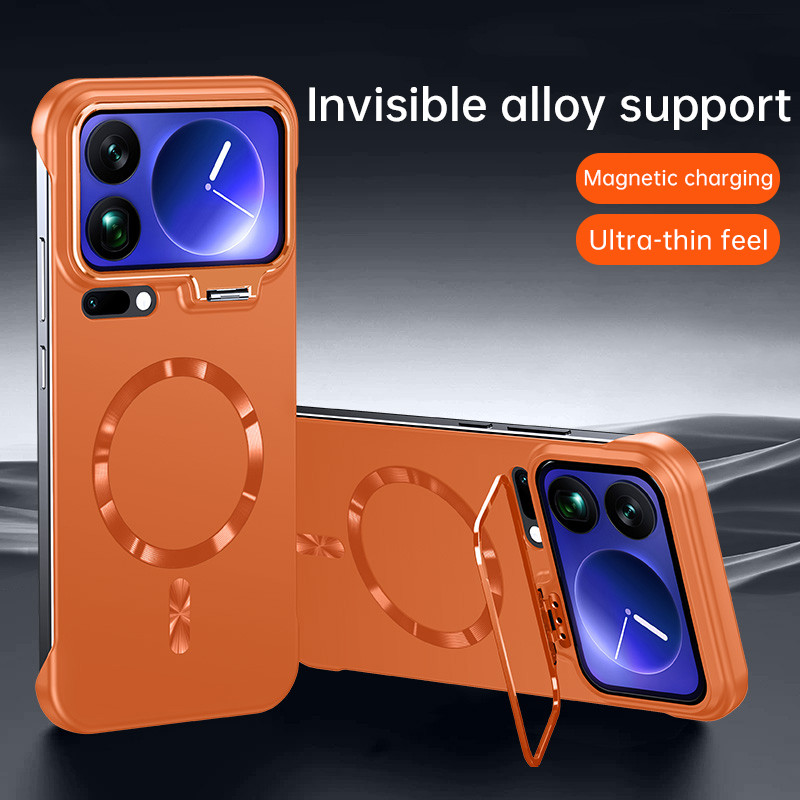 Suporte De Lente Ultrafino Sem Moldura Capa Magnética Fosca Para Xiaomi 17 Pro Max 17 15 14 Sensação De Pele Carga Fio C