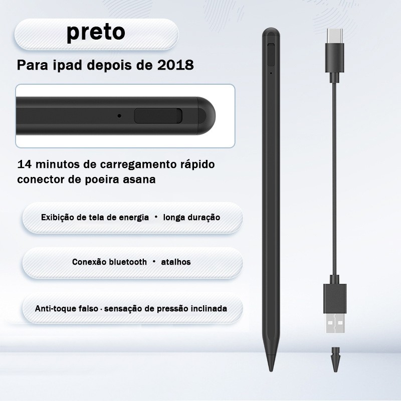 Touch Bluetooth Caneta Com Adsorção Magnética Para iPad 6/7/8/9/10, mini5/6, air3/4/5, 2018 a 2022 ipad pro11/12.9inch