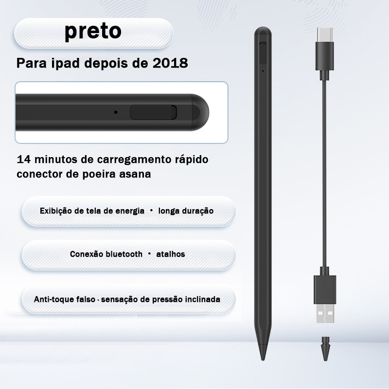 Touch Bluetooth Caneta Com Adsorção Magnética Para iPad 6/7/8/9/10, mini5/6, air3/4/5, 2018 a 2022 ipad pro11/12.9inch